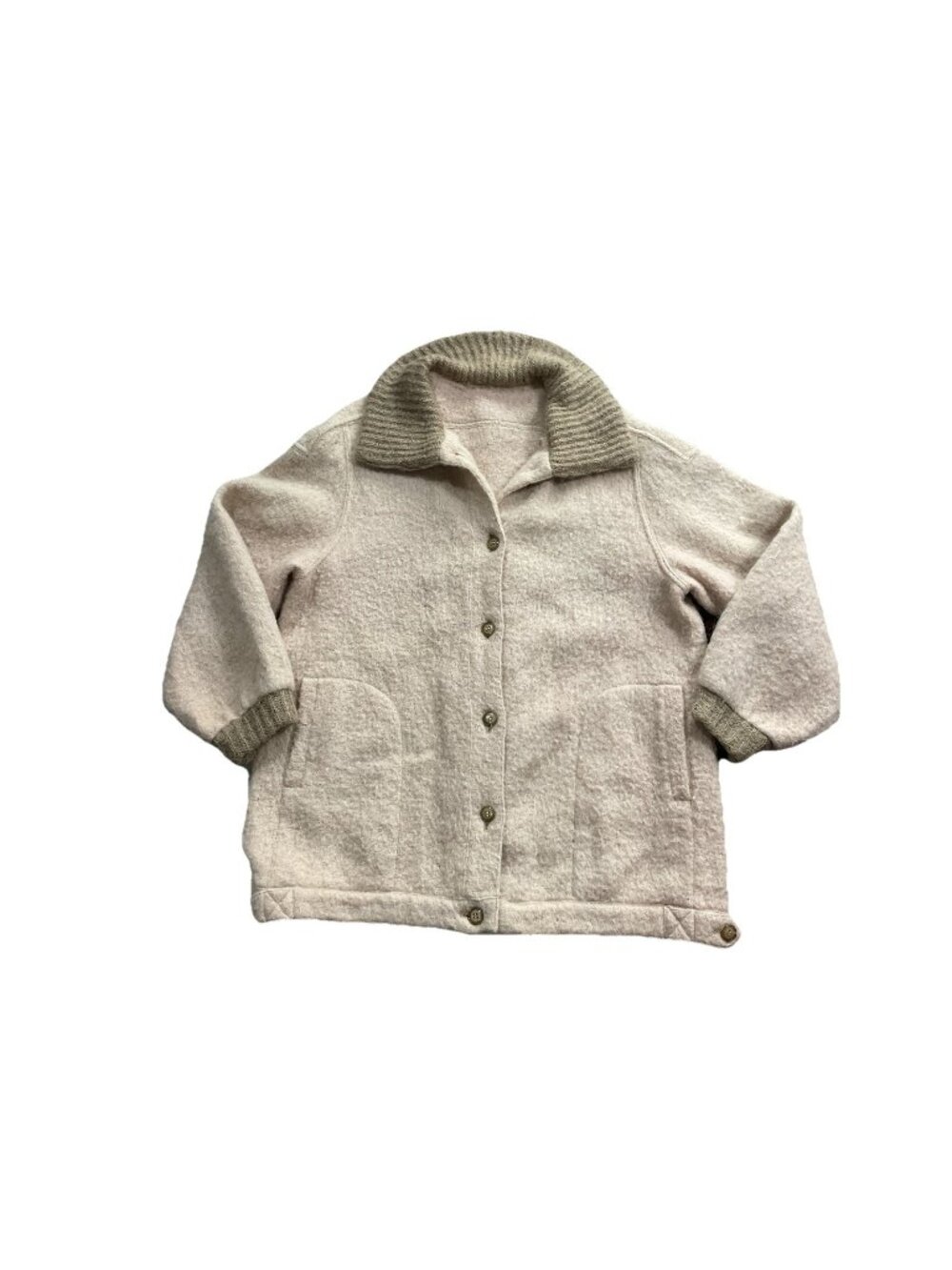 True Vintage Shacket Tan Medium / Large Unisex Collar Cozy Jacket Coat Tan Cream